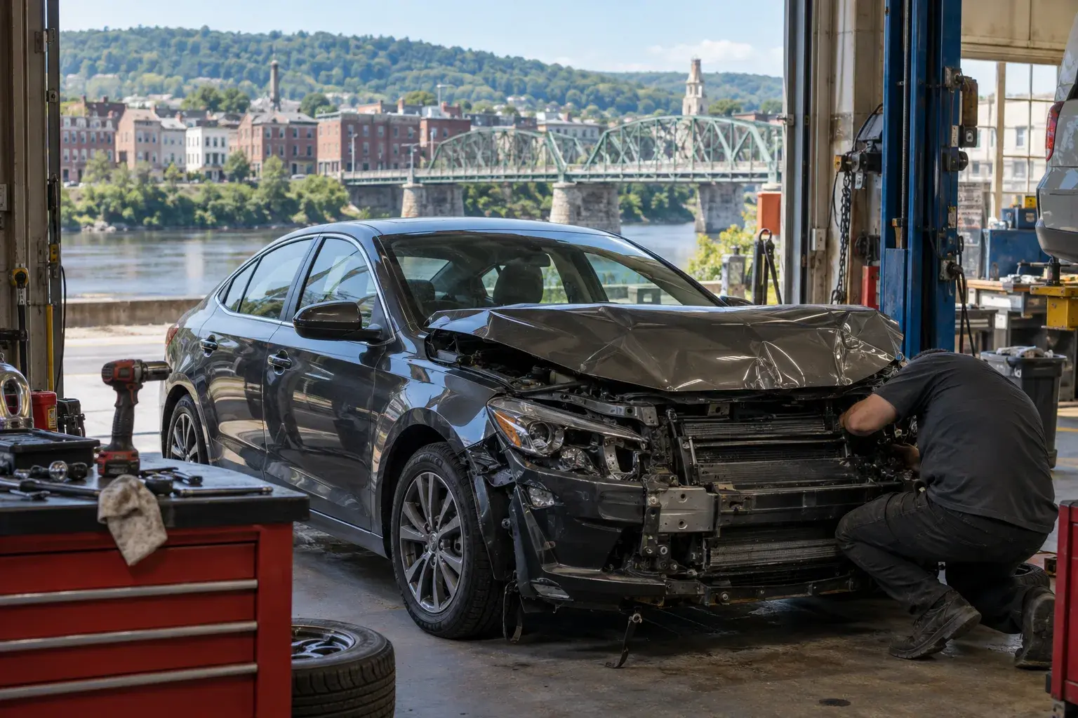 Collision Repair being performed at Combat Collision in Bridgeport, PA